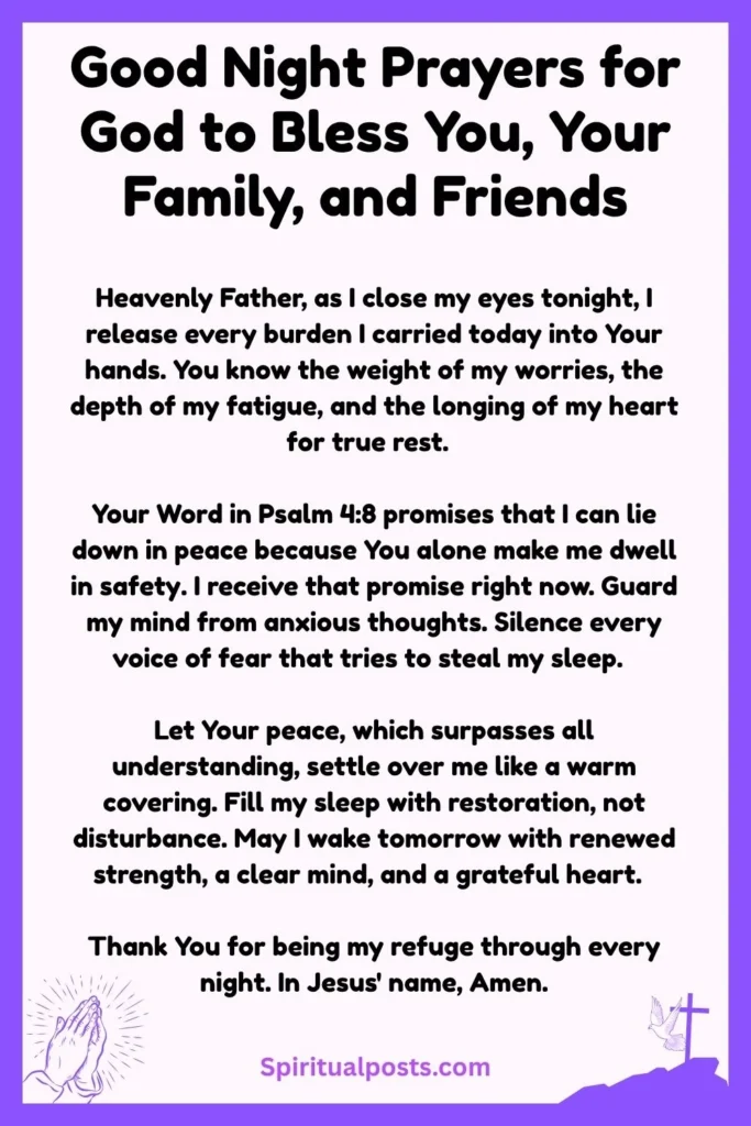 Powerful Good Night Prayers for God to Bless You, Your Family, and Friends