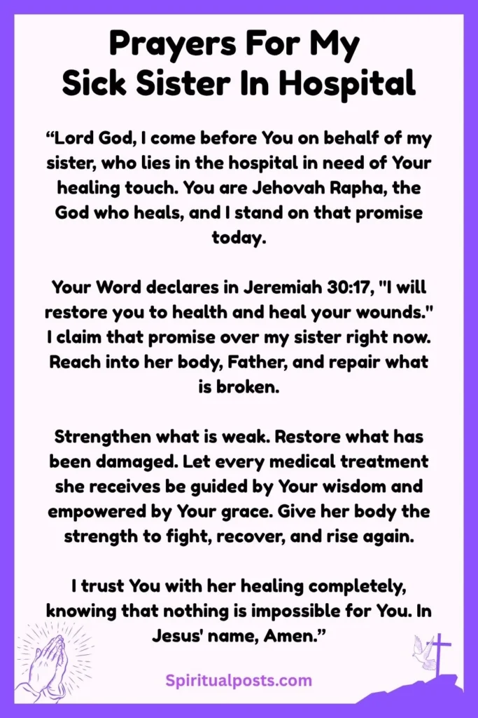 Powerful Prayers For My Sick Sister In Hospital